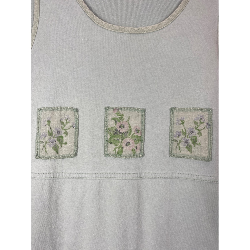 Nina Piccalino Vintage Sage Green Cotton Floral Patch Maxi Dress Womens Small - Picture 7 of 11